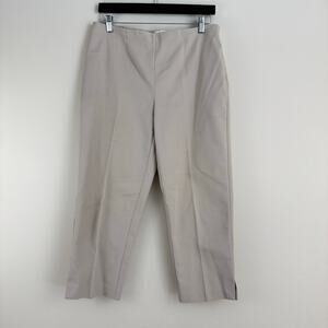 Chico's Sz 1 Pants Womens US 8 Tan Side Zip Trousers Ankle Length Crop Split Hem